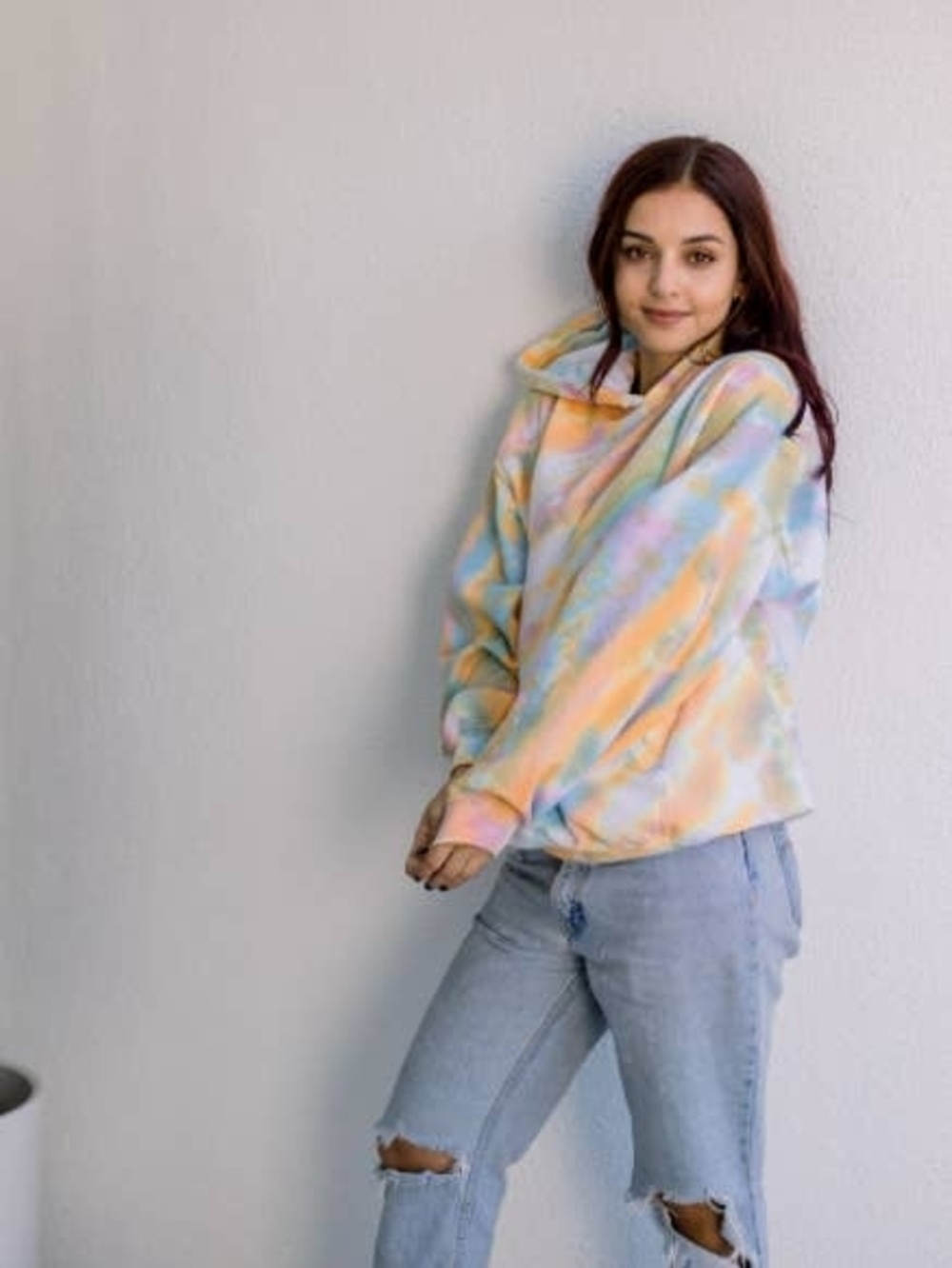 Little Moon Society Tie-Dye Fleece Pullover Hoodie - Pastel